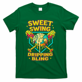 Sweet Swing Dripping Bling Baseball T-Shirt - Green