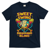 Sweet Swing Dripping Bling Baseball T-Shirt - Navy
