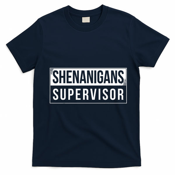 Shenanigans Supervisor Funny St Patricks Day T-Shirt - Navy Blue