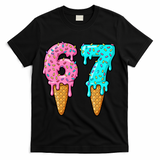 Six Seven Funny 67 Ice Cream Cone Drip Meme T-Shirt - Black