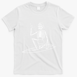 Skeleton Surfing Lazy Halloween Costume Skull Bones Surfer T-Shirt - White