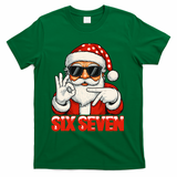Six Seven Meme Christmas Cool Santa Saying 6-7 T-Shirt - Green