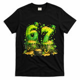 Six Seven Meme 67 St Patricks Day Shamrock T-Shirt - Black