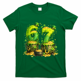 Six Seven Meme 67 St Patricks Day Shamrock T-Shirt - Irish Green