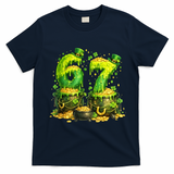 Six Seven Meme 67 St Patricks Day Shamrock T-Shirt - Navy Blue