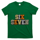 Six Seven Meme Animal Print T-Shirt - Green