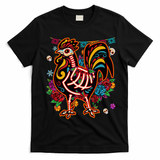 Sugar Skull Mexican Chicken Bone Halloween Day Of Dead T-Shirt - Black