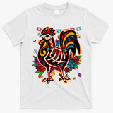 Sugar Skull Mexican Chicken Bone Halloween Day Of Dead T-Shirt - White