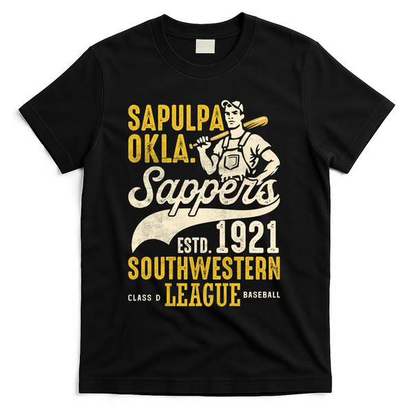 Sapulpa Sappers Oklahoma Vintage Baseball Team T-Shirt - Black