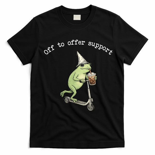 Support Staff Paraprofessional Back To School Frog Iced Coffee T-Shirt - Black