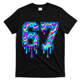 Swirl Six Seven Drip Cool Trippy 6-7 Meme T-Shirt - Black