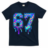 Swirl Six Seven Drip Cool Trippy 6-7 Meme T-Shirt - Navy