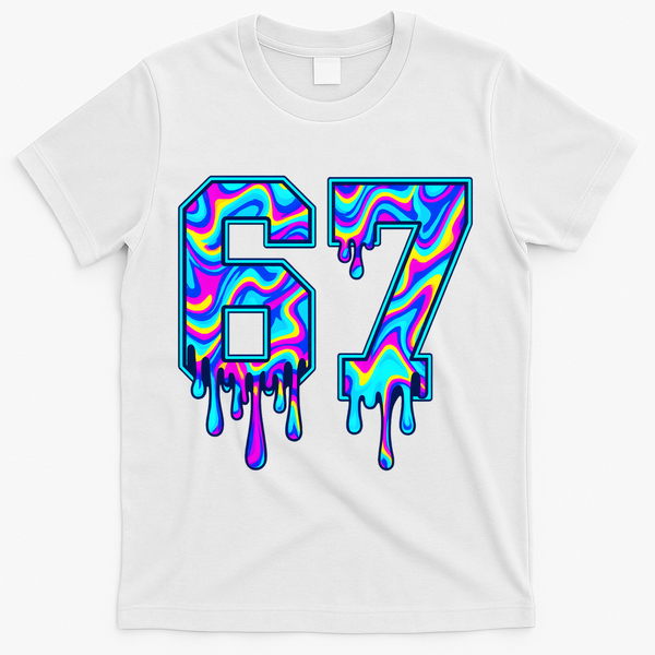 Swirl Six Seven Drip Cool Trippy 6-7 Meme T-Shirt - White