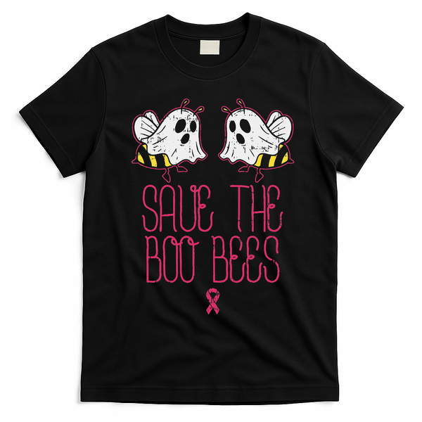 Save The Boobees Boo Bees Breast Cancer Halloween T-Shirt - Black