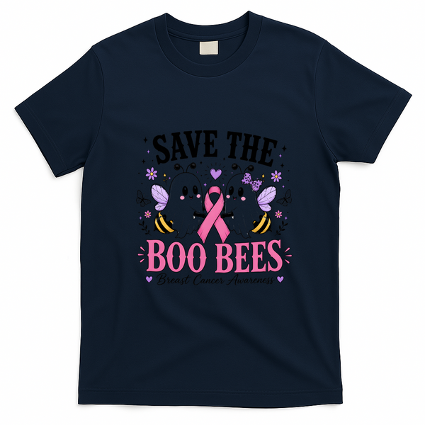 Save The Boo Bees Breast Cancer Awareness Funny T-Shirt - Navy Blue