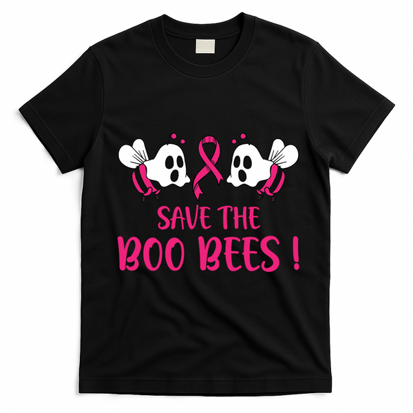 Save The Boobees Boo Bees Breast Cancer Halloween Gift T-Shirt - Black