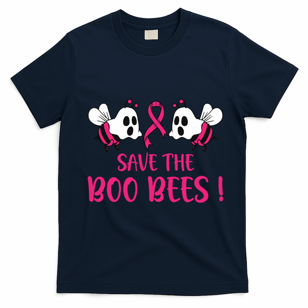 Save The Boobees Boo Bees Breast Cancer Halloween Gift T-Shirt - Navy Blue