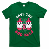 Save The Boo Bees Funny Halloween Breast Cancer Awareness T-Shirt - Green