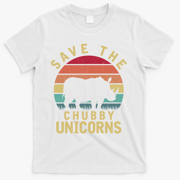 Save The Chubby Unicorn Rhino Cool Gift T-Shirt - White