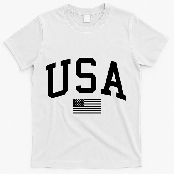 Simplified USA Flag Sports Fan Varsity T-Shirt - White