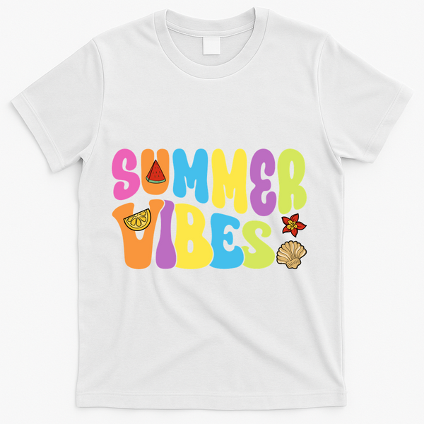 Summer Vibes Beach Life Vacation T-Shirt - White