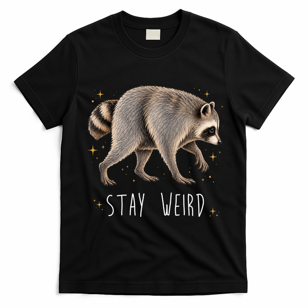Stay Weird Jimothy The Raccoon Viral Funny T-Shirt - Black