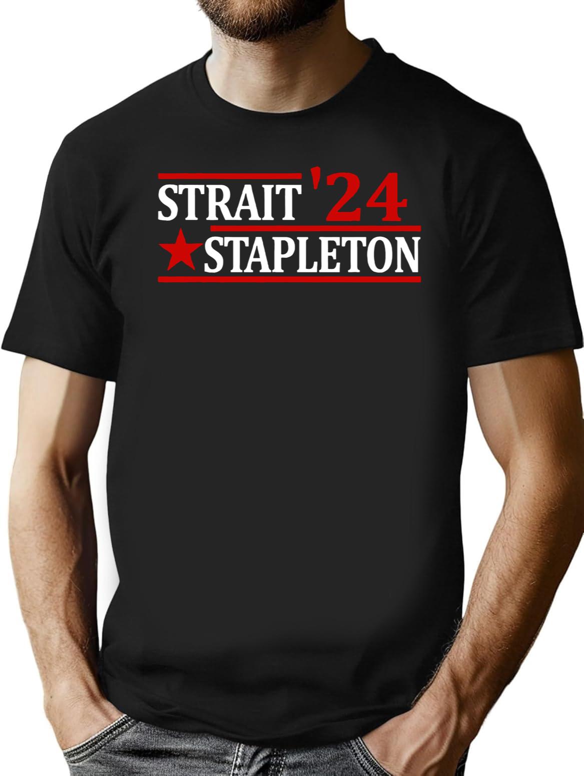 Stapleton Strait 24 Retro Vintage Country Cowboy Western Black T-Shirt - Black