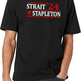 Stapleton Strait 24 Retro Vintage Country Cowboy Western Black T-Shirt - White
