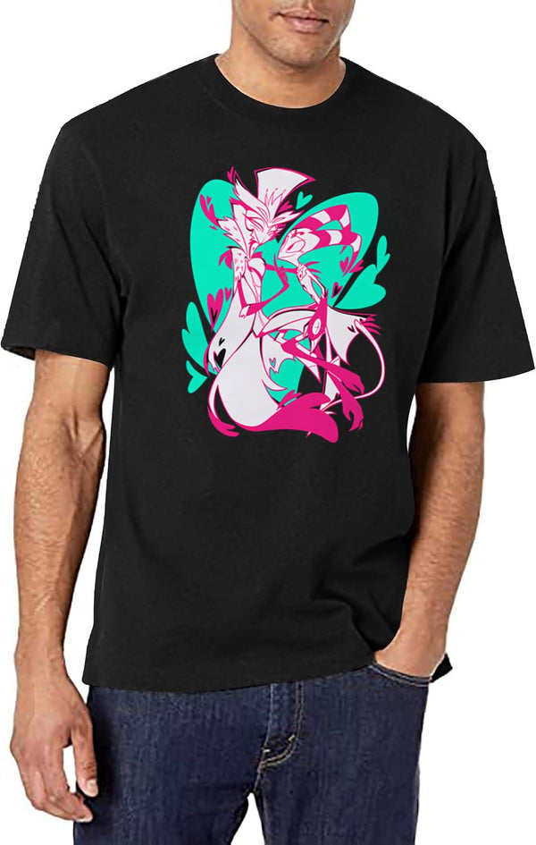 Stolas And Blitzo Valentines - Helluva Boss Black T-Shirt - White