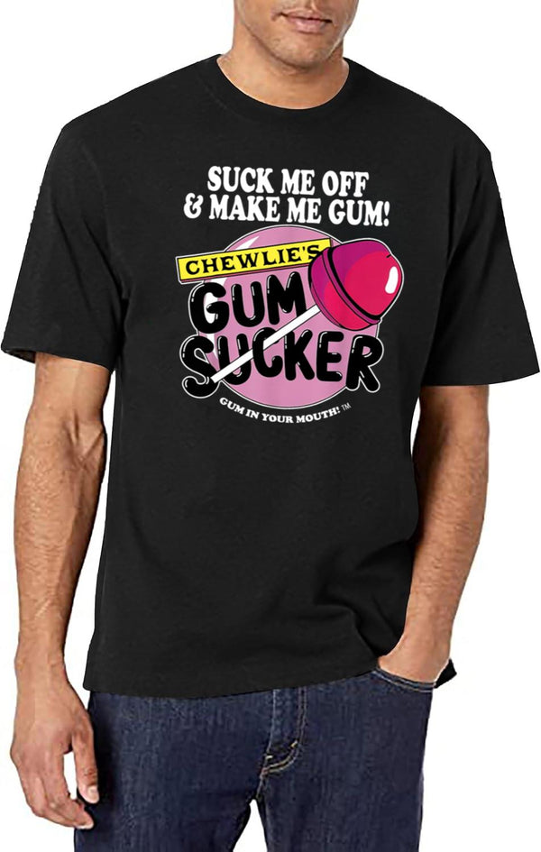 Suck Me Off and Make Me Gum Chewlie’s Gum Sucker Black T-Shirt - White