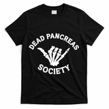 Type 1 Diabetes Awareness Dead Pancreas Society Skeleton Hand Halloween T-Shirt - Black