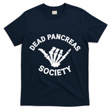 Type 1 Diabetes Awareness Dead Pancreas Society Skeleton Hand Halloween T-Shirt - Navy