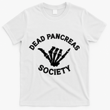 Type 1 Diabetes Awareness Dead Pancreas Society Skeleton Hand Halloween T-Shirt - White