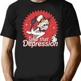 TAKE That Depression Shirt,Lucifer Morningstar Comfort Colors Shirt,Lucifer Hazbin Hotel Shirt,Lucifer Vivziepop Shirt Cartoon Black T-Shirt - Black