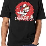 TAKE That Depression Shirt,Lucifer Morningstar Comfort Colors Shirt,Lucifer Hazbin Hotel Shirt,Lucifer Vivziepop Shirt Cartoon Black T-Shirt - White