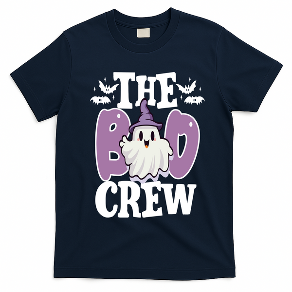 The Boo Crew Cute Halloween Ghost T-Shirt - Navy Blue