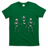 Three Dancing Funny Skeletons Halloween T-Shirt - Irish Green