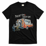 Treat Em And Yeet Em Skeleton Ambulance Funny T-Shirt - Black