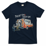 Treat Em And Yeet Em Skeleton Ambulance Funny T-Shirt - Navy