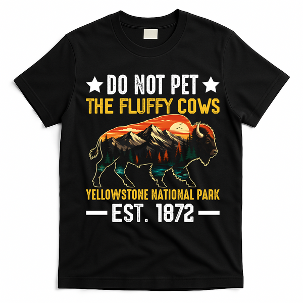 The Fluffy Cows Yellowstone National Park T-Shirt - Black
