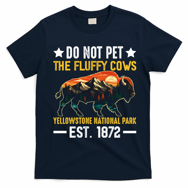 The Fluffy Cows Yellowstone National Park T-Shirt - Navy Blue