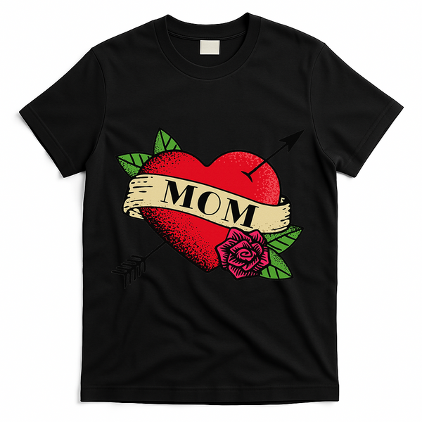 Tattoo Heart Mom T-Shirt - Black