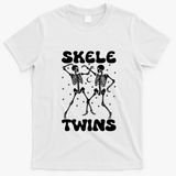 Twins Halloween Matching Skeletwins T-Shirt - White