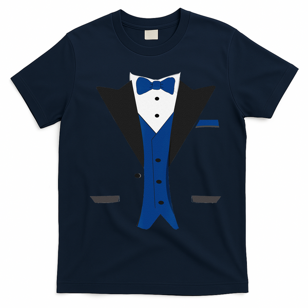 Tuxedo Halloween Wedding Groom Costume Blue Funny T-Shirt - Navy Blue