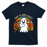 This Is Boo Sheet Ghost Spooky Sunset Funny T-Shirt - Navy Blue