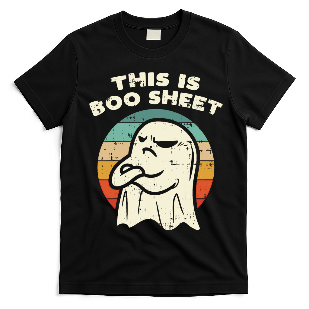 This Is Boo Sheet Ghost Retro Halloween Costume T-Shirt - Black