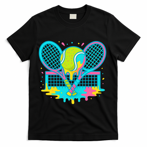 Tennis Ice Cream Drip T-Shirt - Black