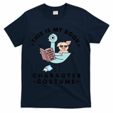 This Is My Book Character Costume Pigeon Reading T-Shirt - Navy