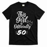 This  Is Officially 50 Fifty 50Th Fiftieth Cute Birthday T-Shirt - Black