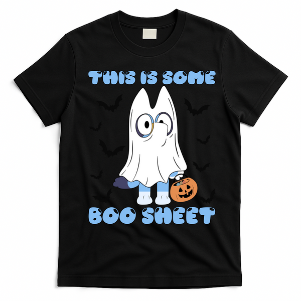 This Is Some Boo Sheet Funny Cute Dog Ghoul Halloween T-Shirt - Black